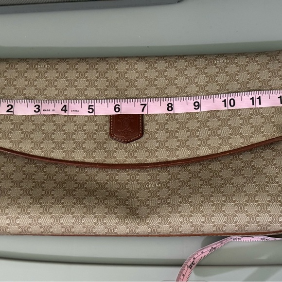 Celine Macadam Shoulder Bag Clutch Beige Brown Leather - Picture 10 of 16